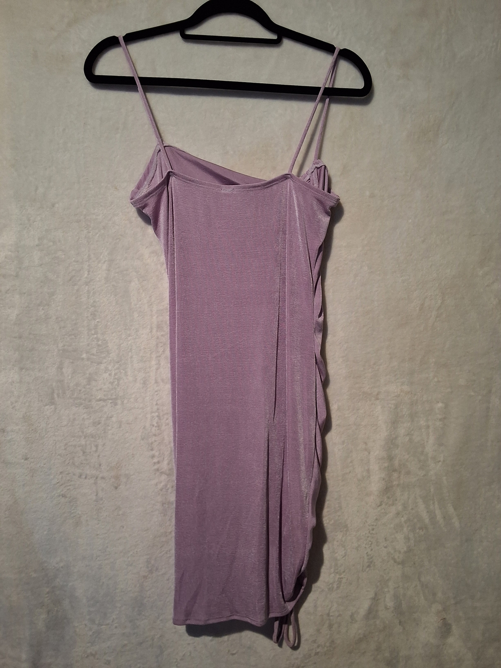 Lilac Ruched Side-Drawstring Mini Dress with Spaghetti Straps - Picture 7 of 8